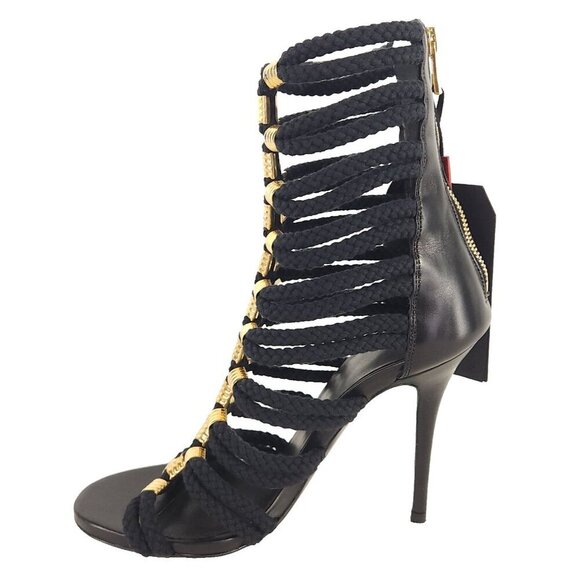 BALMAIN x H&M Sandal Boots Size 38 US 7 Womens Black Strappy Heels Pumps RARE! - Picture 7 of 12